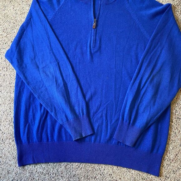 Turtleson Cashmere Knit Sweater Men Extra Large Blue 1/4 Zip Pullover LongSleeve - Picture 7 of 10